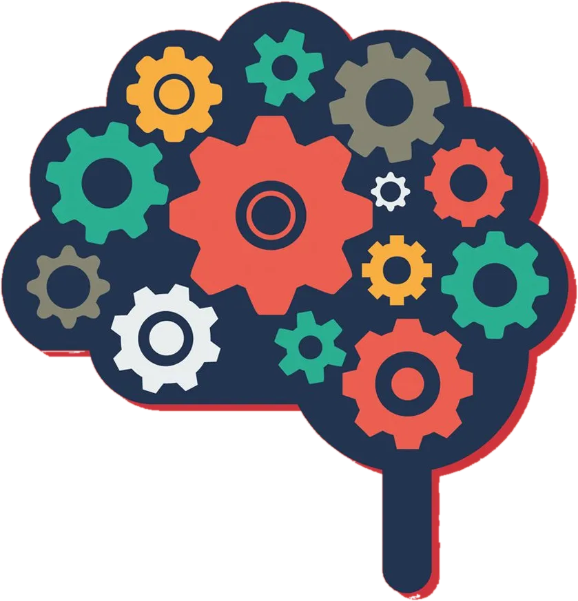 Illustration: a brain made up of interlocking gears.